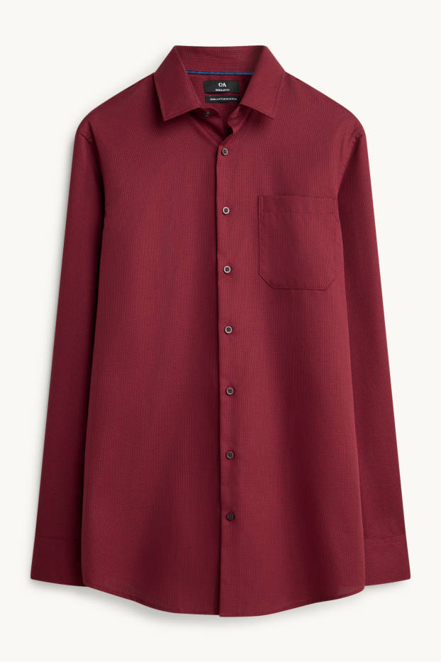 Hommes - Chemise de bureau - regular fit - col kent - sans repassage - texturée - bordeaux