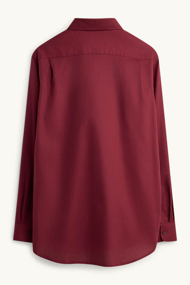Hommes - Chemise de bureau - regular fit - col kent - sans repassage - texturée - bordeaux