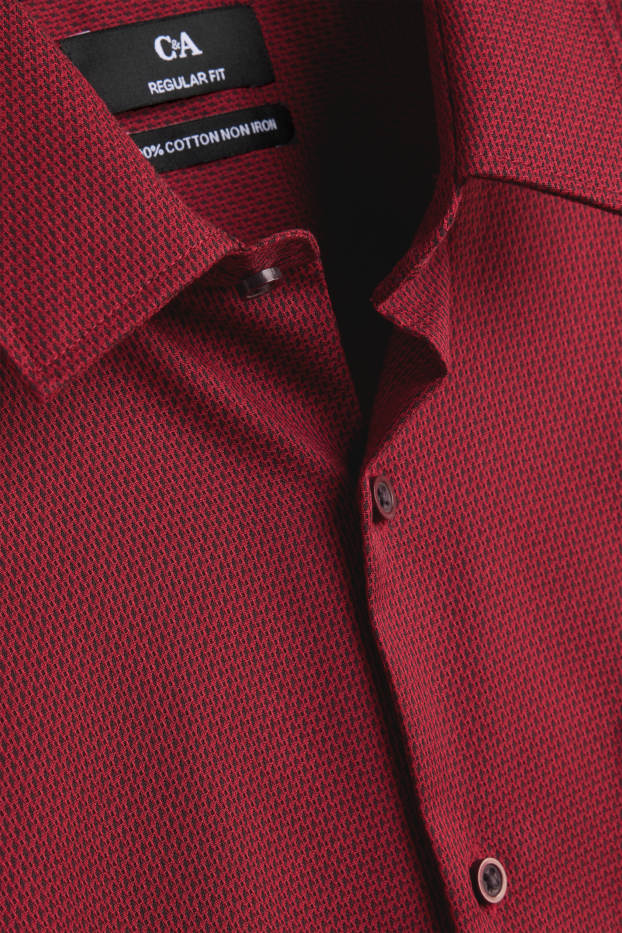 Hommes - Chemise de bureau - regular fit - col kent - sans repassage - texturée - bordeaux