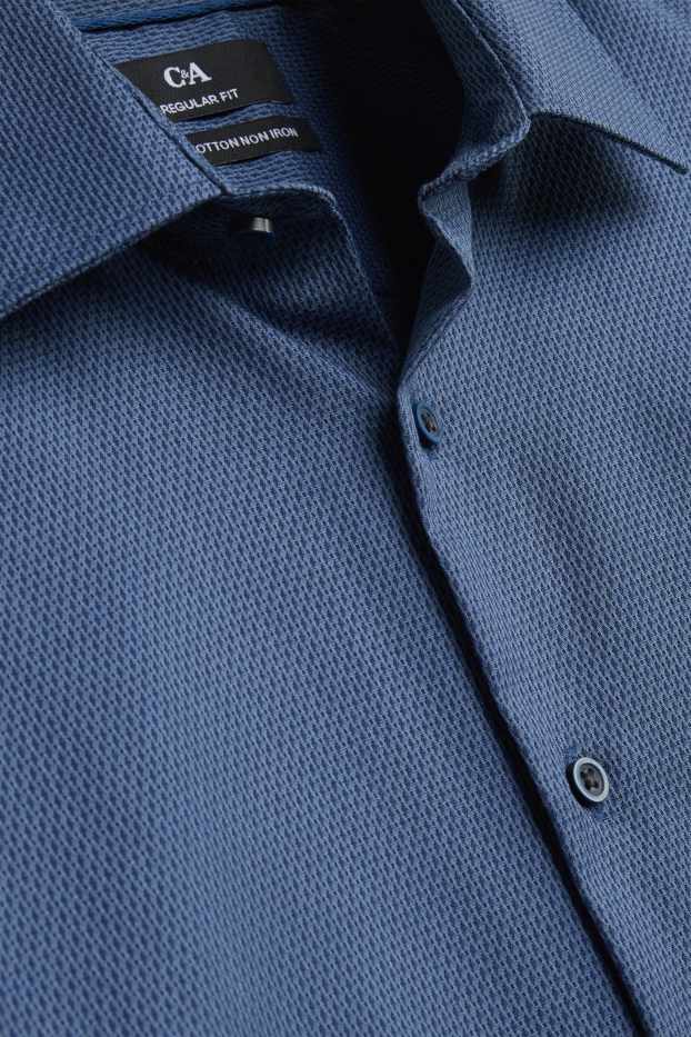 Heren - Business-overhemd - regular fit - kent - strijkvrij - met structuur - blauw
