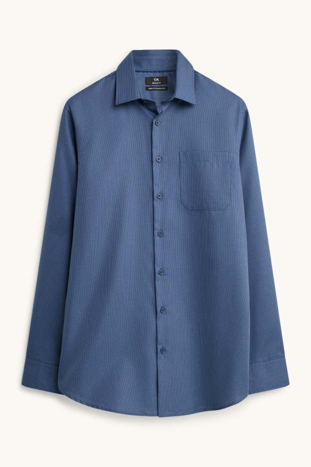 Heren - Business-overhemd - regular fit - kent - strijkvrij - met structuur - blauw