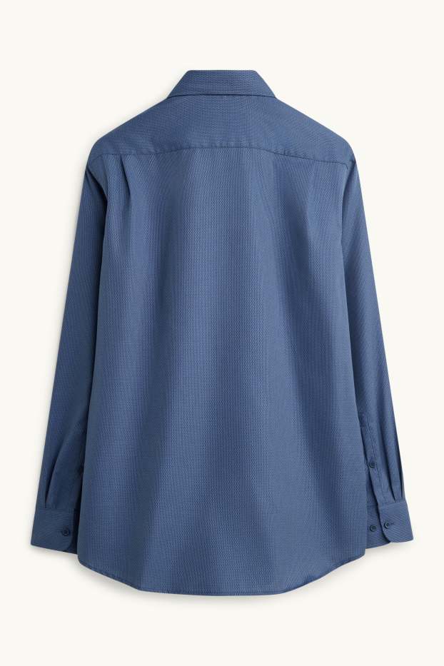 Heren - Business-overhemd - regular fit - kent - strijkvrij - met structuur - blauw