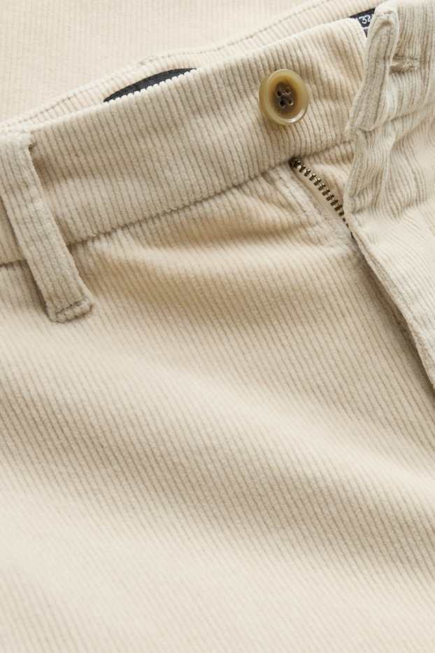 Pánské - Manšestrové kalhoty chino - regular fit - krémové barvy