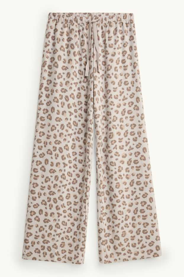 Damen - Pyjama - Leo-Print - beige / braun