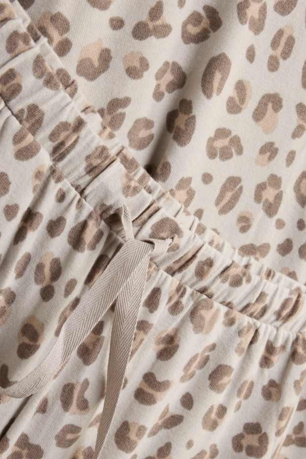 Damen - Pyjama - Leo-Print - beige / braun