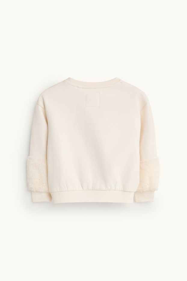 Kinderen: meisjes - Hello-Kitty - sweatshirt met imitatiebont - glanseffect - crème wit