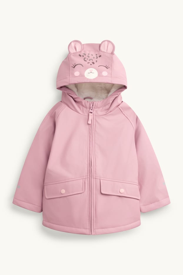 Enfants filles - Étoile et léopard - veste de pluie avec capuche - doublée - rose