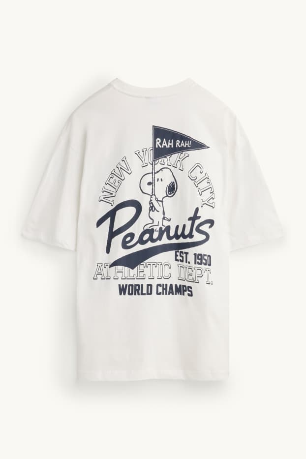 Pánské - Tričko - oversized - Peanuts - bílá