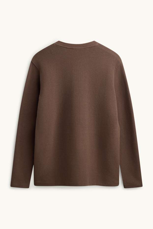 Home - Samarreta de màniga llarga - regular fit - texturada - marró