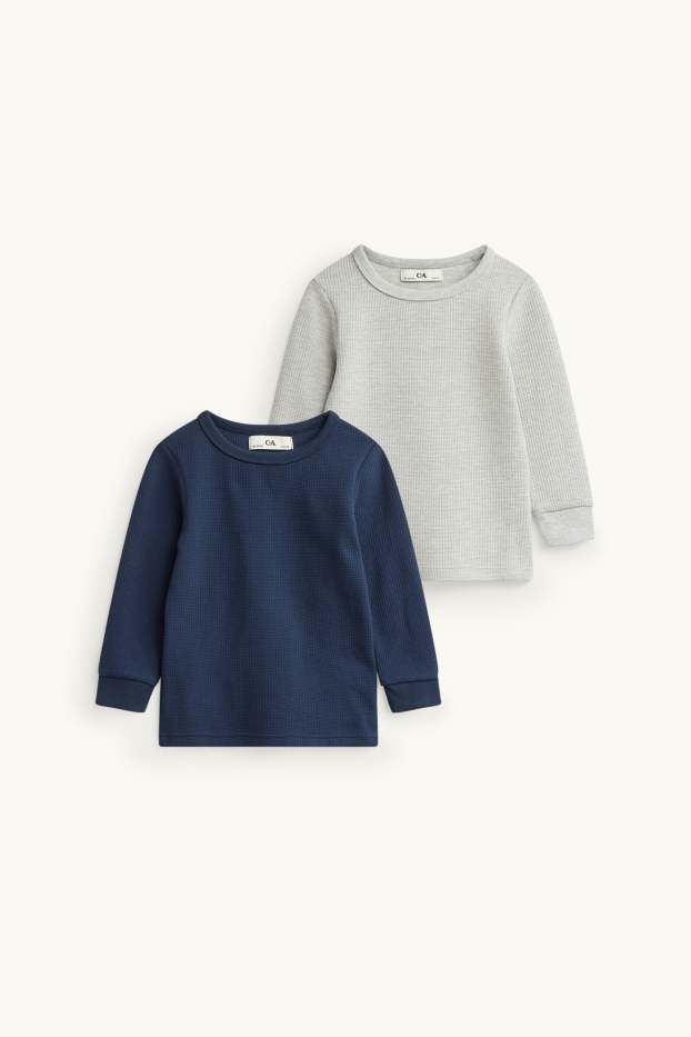 Kinder Buben - Multipack 2er - Thermo-Sweatshirt - strukturiert - hellgrau