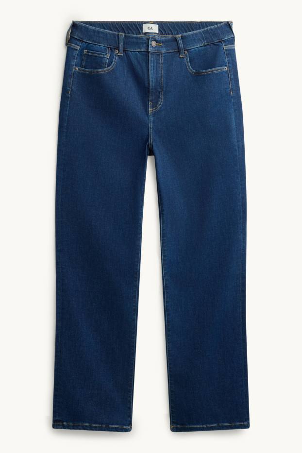 Damen - Straight Jeans - High Waist - dunkeljeansblau