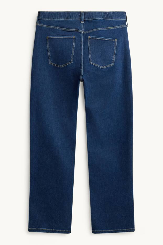 Damen - Straight Jeans - High Waist - dunkeljeansblau