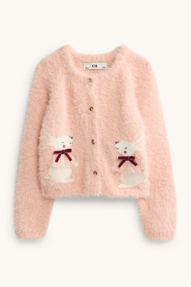 Nena - Conillets - conjunt - faldilla, leotards, jaqueta de punt i jersei - 4 peces - blanc/rosa