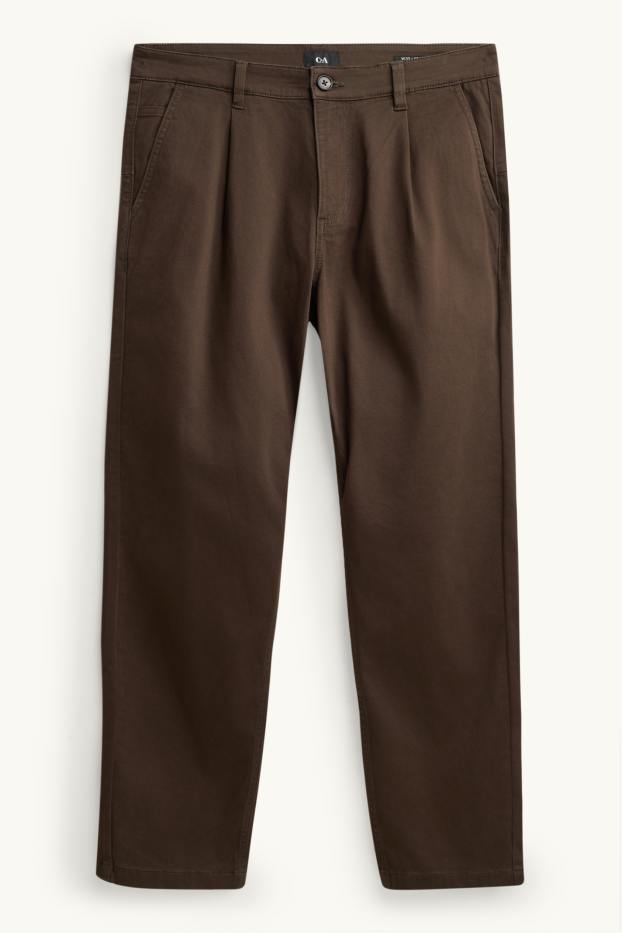 Pánské - Kalhoty chino - relaxed fit - LYCRA® - tmavohnědá