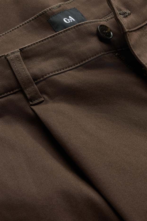 Pánské - Kalhoty chino - relaxed fit - LYCRA® - tmavohnědá