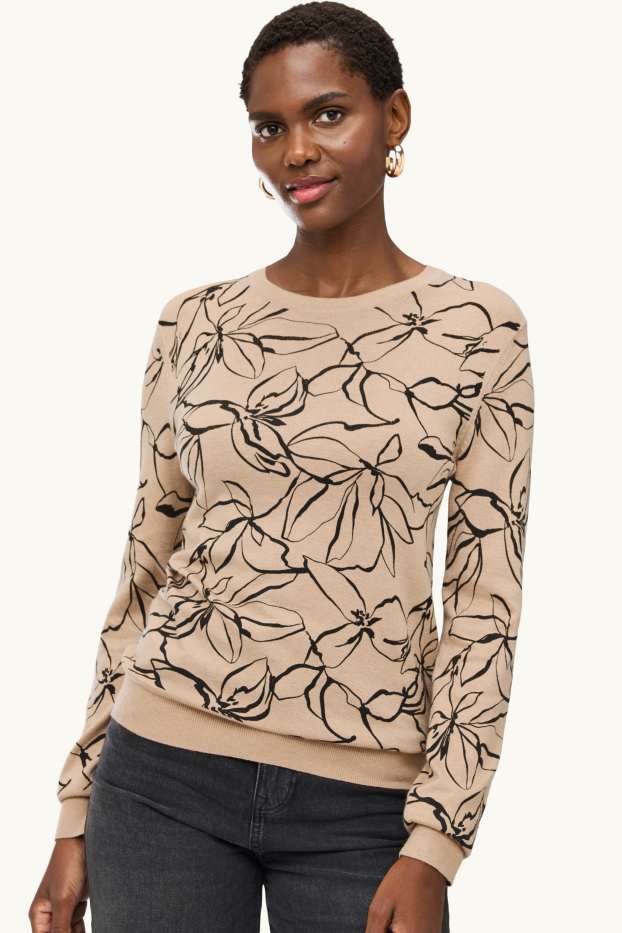 Women - Jumper - patterned - black / beige