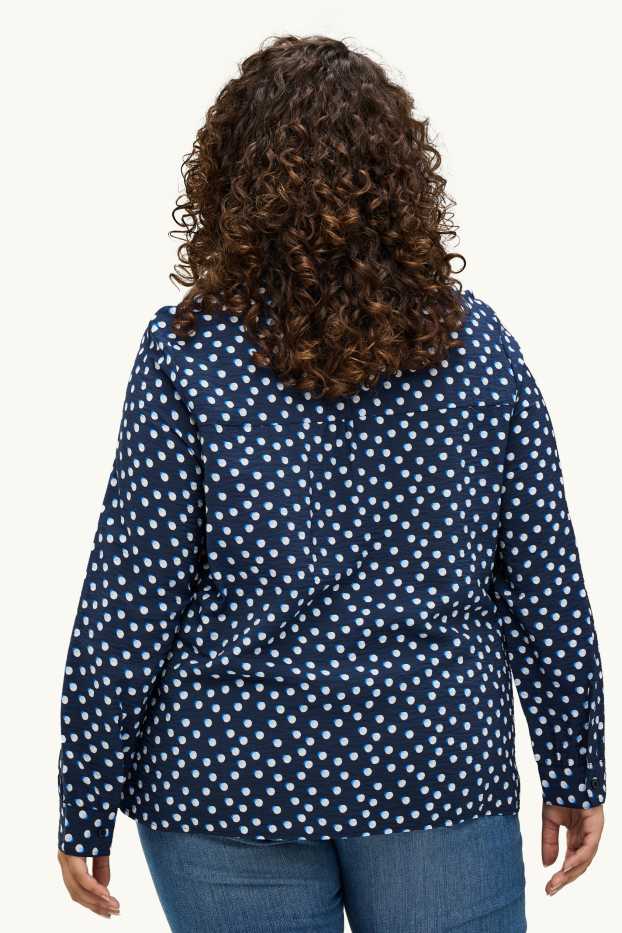 Donna - Blusa - pois - blu scuro / bianco