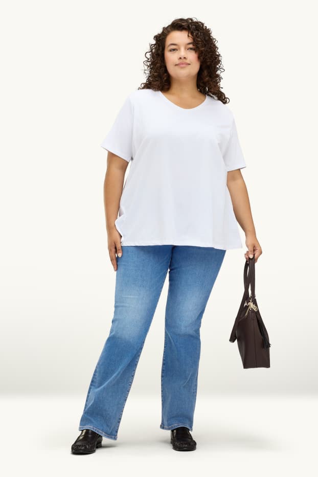 Damen - Bootcut Jeans - Mid Waist - Shaping-Jeans - LYCRA® - jeansblau