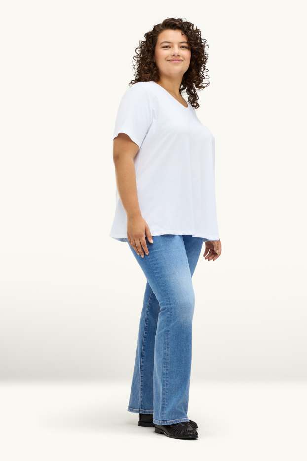 Damen - Bootcut Jeans - Mid Waist - Shaping-Jeans - LYCRA® - jeansblau