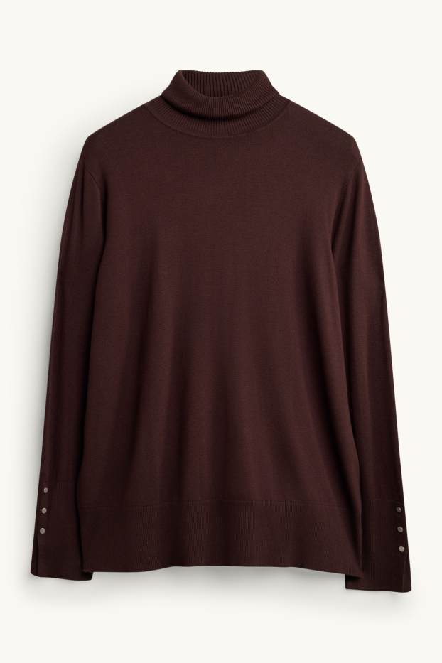 Damen - Rollkragenpullover - dunkelbraun