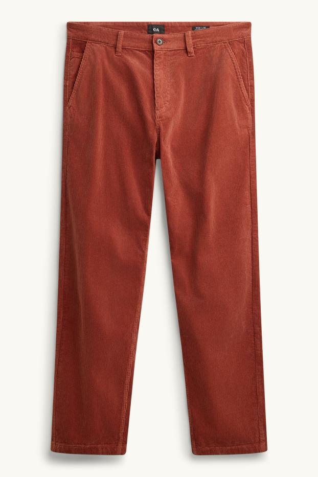 Bărbați - Chino din catifea reiată - relaxed fit - roșu