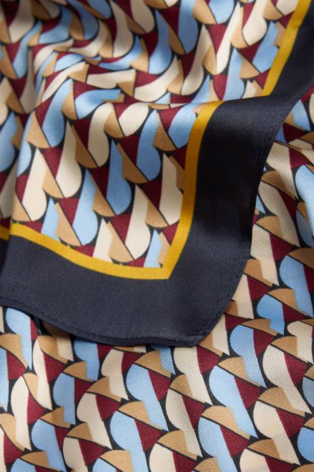 Women - Satin neckerchief - patterned - dark blue