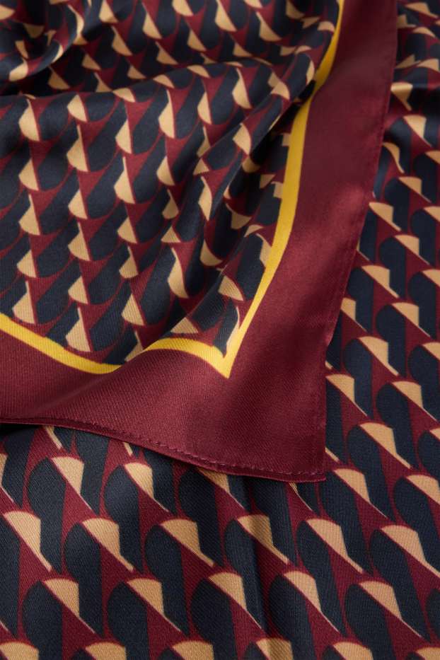 Women - Satin neckerchief - patterned - bordeaux