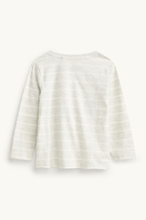 Kinder Jungen - Wildtiere - Langarmshirt - gestreift - grau