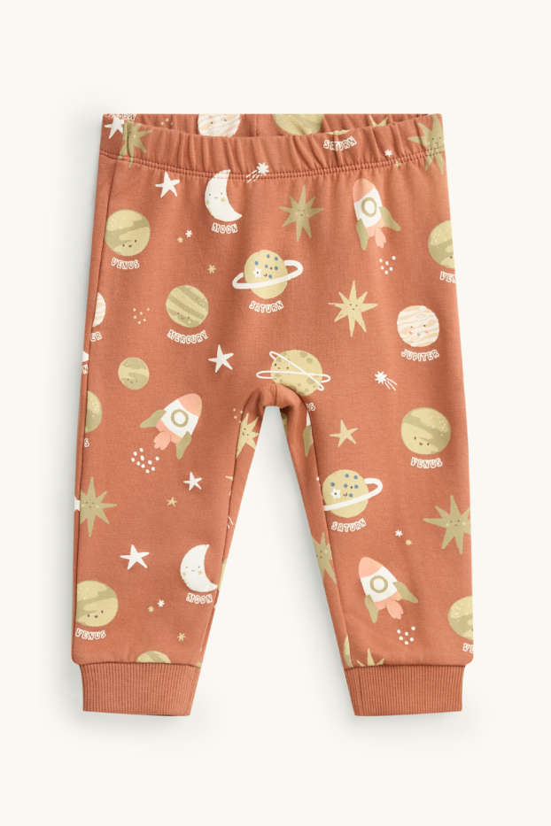 Bébés garçons - Ourson, planète et fusée - pyjama bébé - 2 pièces - orange / blanc crème