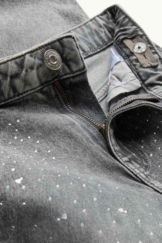 Nena - Wide Leg Jeans amb pedres d’estràs - gris/platejat