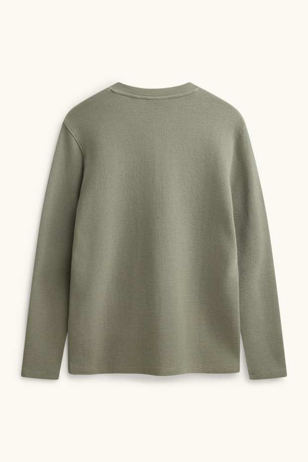 Bărbați - Tricou cu mânecă lungă - regular fit - structurat - verde