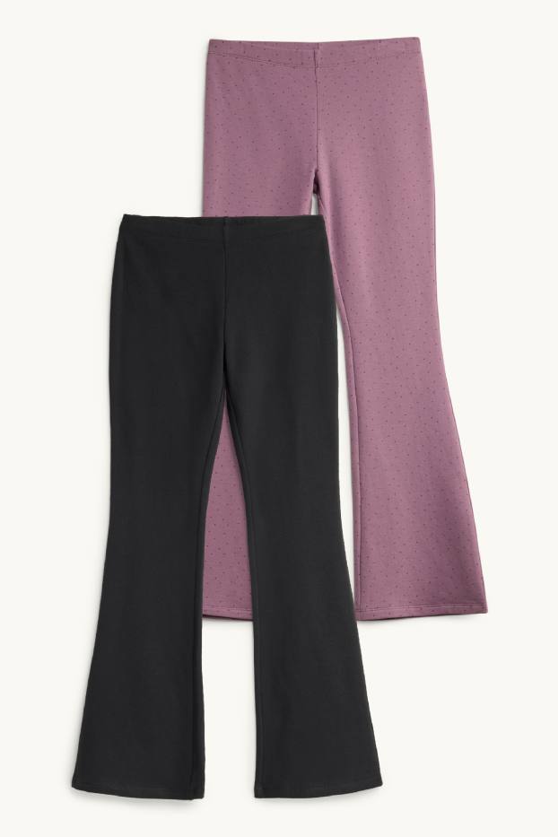 Kinder Mädchen - Multipack 2er - Flared Leggings - schwarz