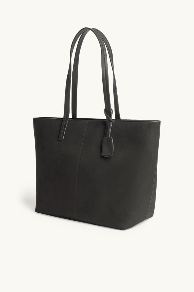 Women - Large shopper - faux suede - black