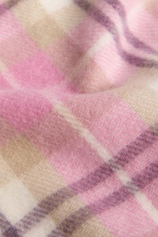 Kinder Mädchen - Fransen-Schal - kariert - rosa / beige