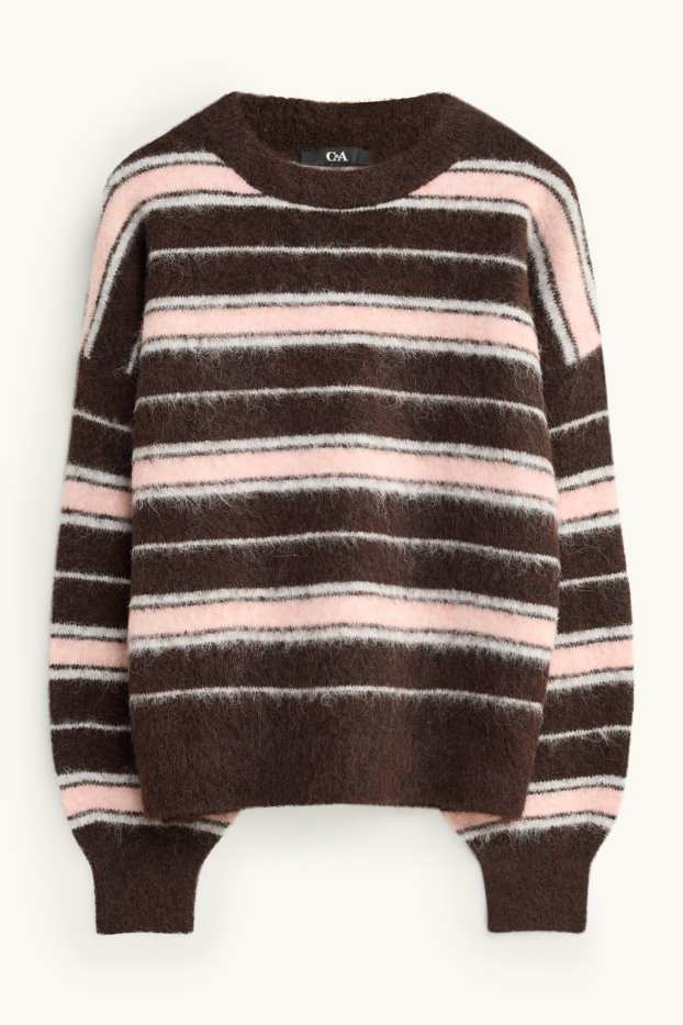 Femmes - Pull - à rayures - marron