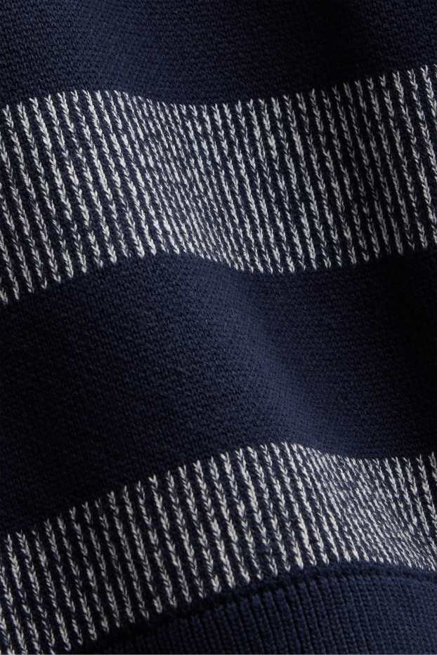 Kinder Buben - Pullover - gestreift - strukturiert - dunkelblau / weiß
