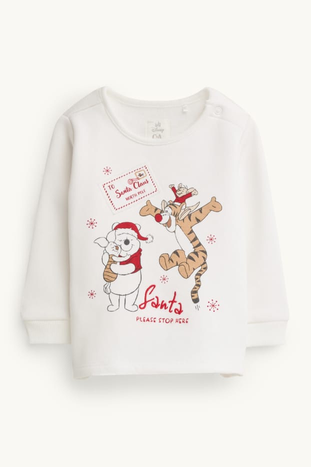 Unisex - Winnie de Poeh - babypyjama - gevoerd met pluche - 2-delig - wit / rood