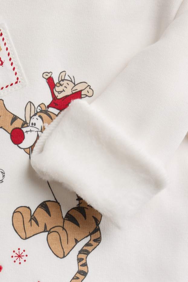 Unisex - Winnie de Poeh - babypyjama - gevoerd met pluche - 2-delig - wit / rood