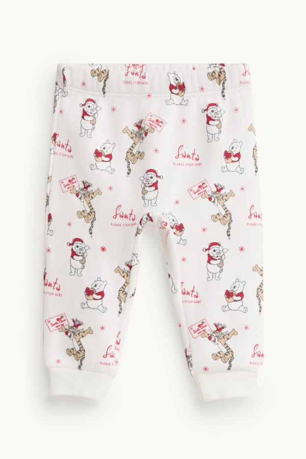 Unisex - Winnie de Poeh - babypyjama - gevoerd met pluche - 2-delig - wit / rood