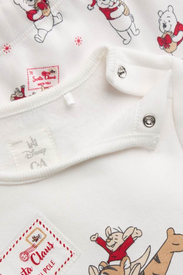Unisex - Winnie de Poeh - babypyjama - gevoerd met pluche - 2-delig - wit / rood