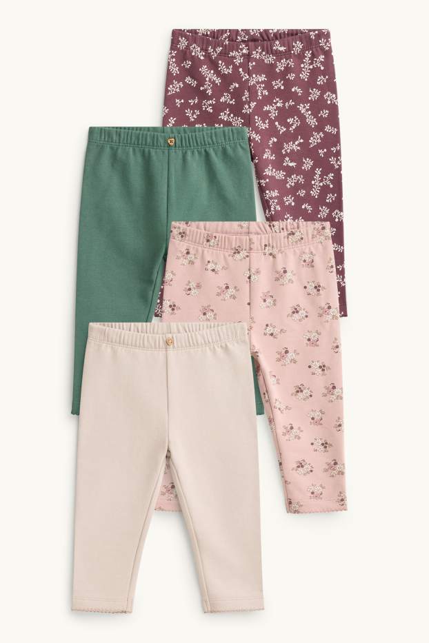 Baby Girls - Multipack of 4 - floral - baby leggings - pale pink