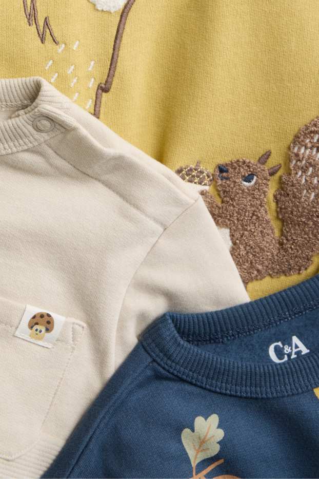 Bébés garçons - Lot de 3 - forêt et animaux - sweats bébé - beige / bleu