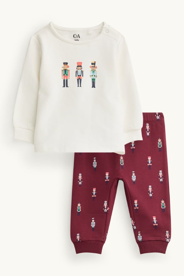 Baby Buben - Mini Me - Nussknacker - Baby-Weihnachts-Pyjama - 2 teilig - bordeaux / weiß