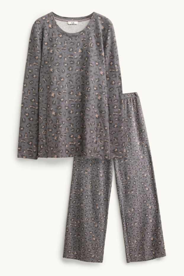Women - Pyjamas - leopard print - gray / beige