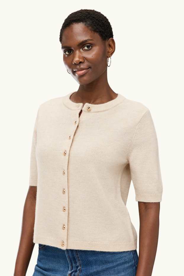 Femmes - Gilet en maille - blanc crème