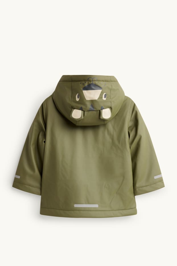 Children Boys - Tiger - rain jacket with hood - lined - waterproof - khaki