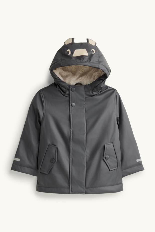 Niños - Tigre - chubasquero con capucha - forrado - impermeable - antracita