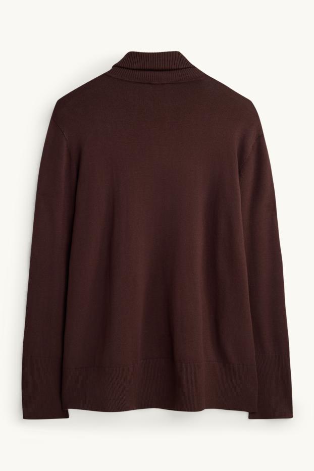 Damen - Rollkragenpullover - dunkelbraun