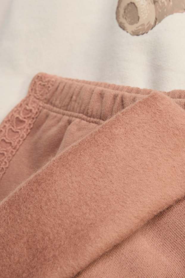 Baby: meisjes - Beertje - babyoutfit - 2-delig - crèmekleurig