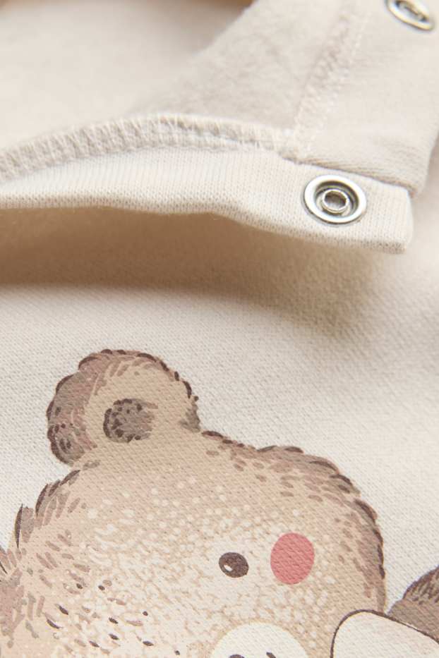 Baby: meisjes - Beertje - babyoutfit - 2-delig - crèmekleurig